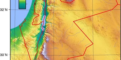 แผนที่ของจอร์แดน topographic